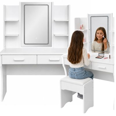 Kosmetikos staliukas su LED veidrodžiu 140x80x40 cm