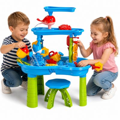 Multi-level Water Table Playground with Chair Accessories Molds 63cm - 2