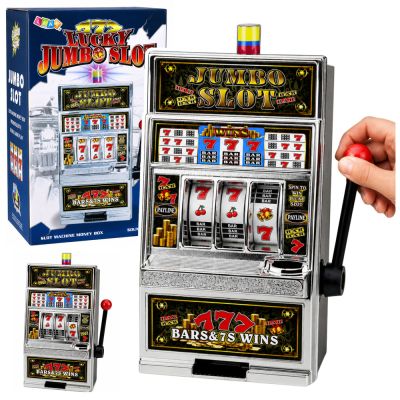 Slot Machine Casino Piggy Bank Big Coin Launcher Lights Sounds