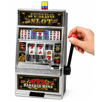 Slot Machine Casino Piggy Bank Big Coin Launcher Lights Sounds - 2
