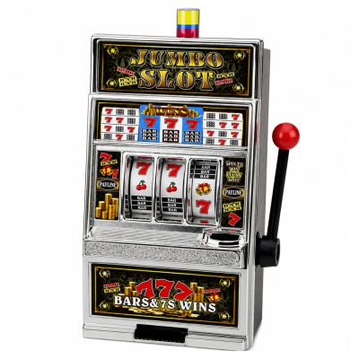 Slot Machine Casino Piggy Bank Big Coin Launcher Lights Sounds - 3