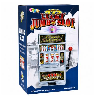 Slot Machine Casino Piggy Bank Big Coin Launcher Lights Sounds - 5