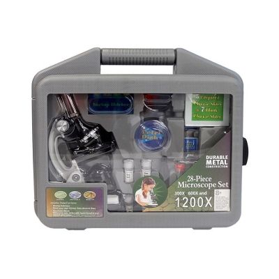Children's Microscope in a Carrying Case Educational Scientist 28 Elements 300x 600x 1200x - 12