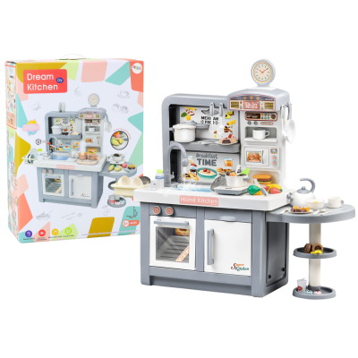 Dream Kitchen For Children Lights Sounds Steam Accessories Gray