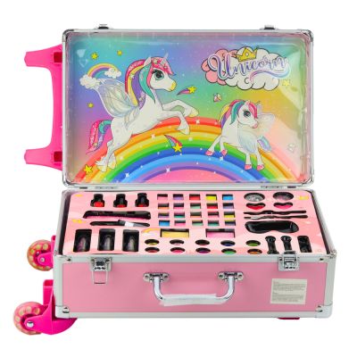 Unicorn Pink Wheeled Suitcase Beauty Set - 2