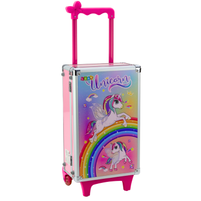 Unicorn Pink Wheeled Suitcase Beauty Set - 4