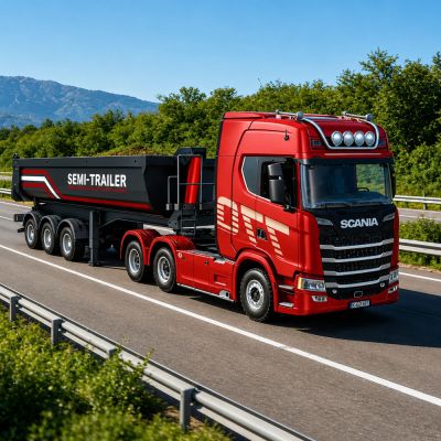 RC Huina 1509 Metal Remote Controlled Tipper Semi-trailer Black 1:18 - 4