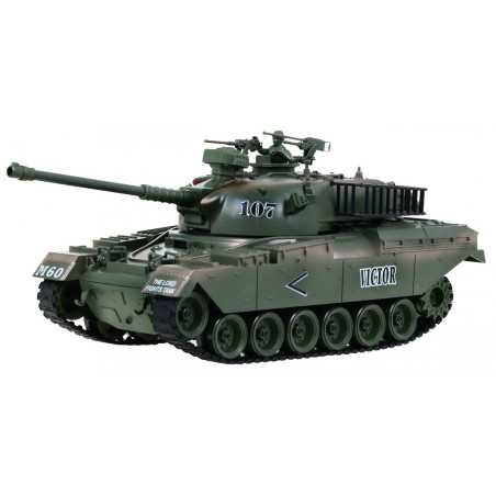 R/C valdomas Tankas M-60 su šaudymo funkcija žalias 1:18