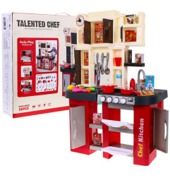 Kitchen with fridge, water tap