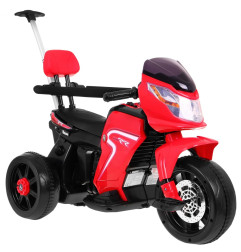 Vaikiškas elektrinis triratis motociklas su stūmimo rankena, Raudonas