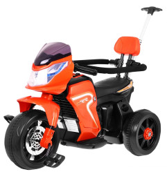 Vaikiškas elektrinis triratis motociklas su stūmimo rankena, Oranžinis