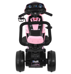 Vaikiškas elektrinis triratis motociklas su stūmimo rankena, Rožinis
