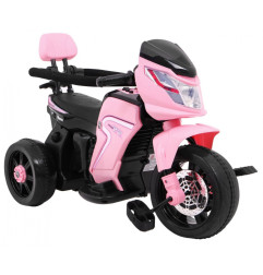 Vaikiškas elektrinis triratis motociklas su stūmimo rankena, Rožinis