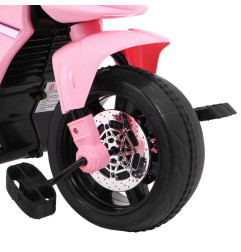 Vaikiškas elektrinis triratis motociklas su stūmimo rankena, Rožinis