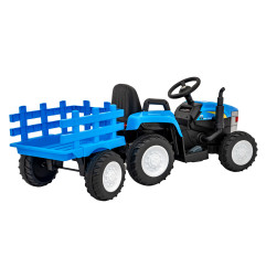 Vaikiškas Elektrinis traktorius su priekaba New Holland T7, Mėlynas