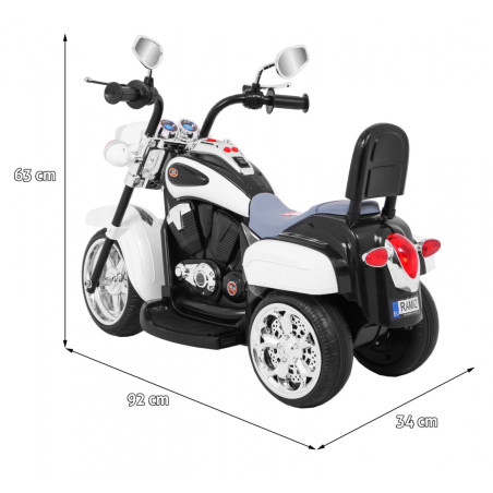 Vaikiškas Elektrinis motociklas Night Bike Chopper, Baltas