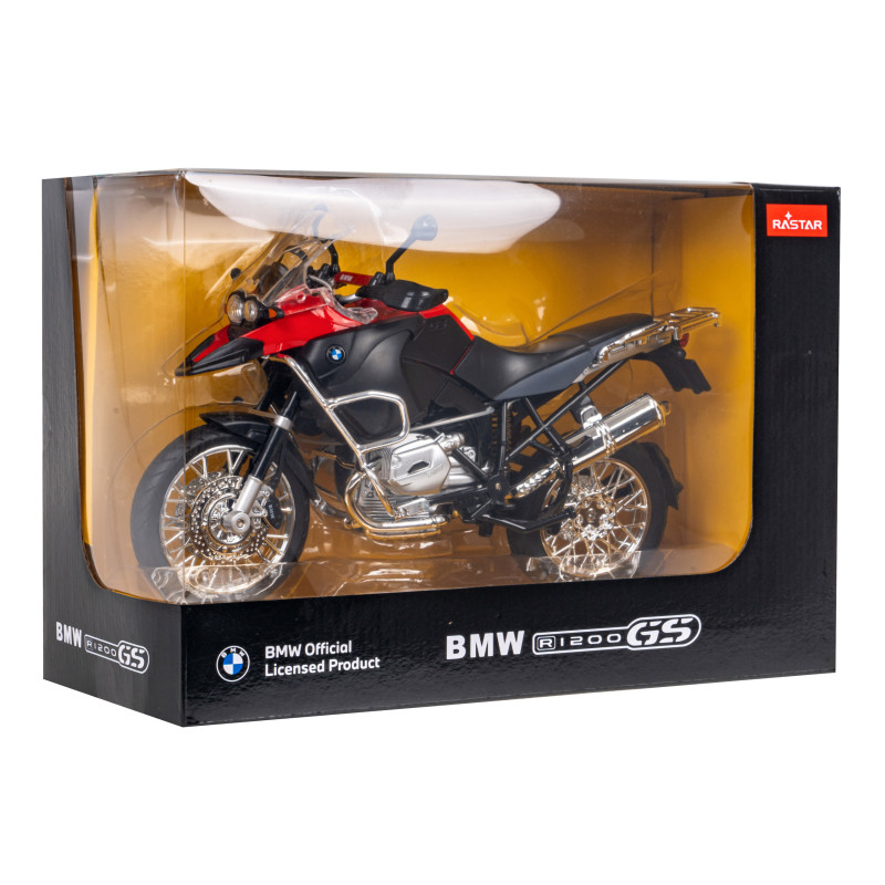 Vaikiškas Metalinis motociklas BMW R1200GS 1:9 RASTAR Raudonas Vaikiškas Metalinis motociklas BMW R1200GS 1:9 RASTAR Raudonas