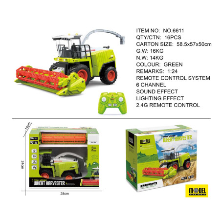 R/C valdomas grūdų kombainas