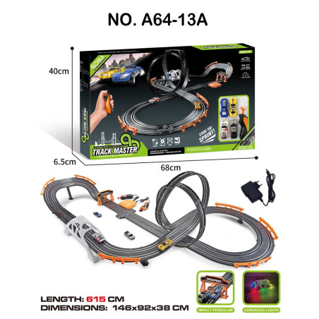 TRACK MASTER lenktynių trasa su apšvietimu ir priedais