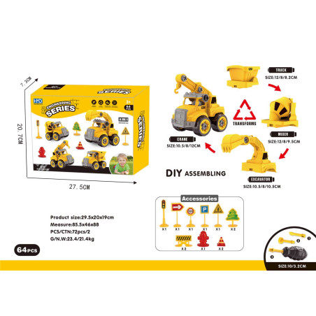 Statybinių transporto priemonių rinkinys ir priedai