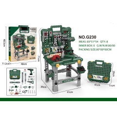 Vaikiškas meistro įrankių stalas 2in1 + priedai