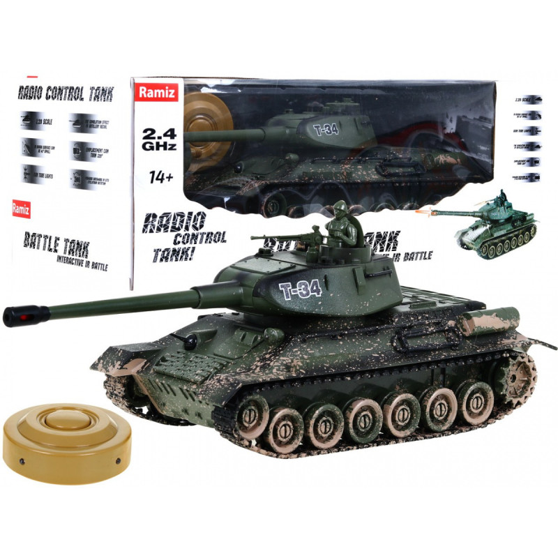 R/C valdomas Tankas T-34 Kamufliažinis R/C valdomas Tankas T-34 Kamufliažinis
