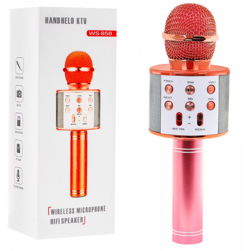 Karaokės mikrofonas su garsiakalbiu, Rose gold Karaokės mikrofonas su garsiakalbiu, Rose gold